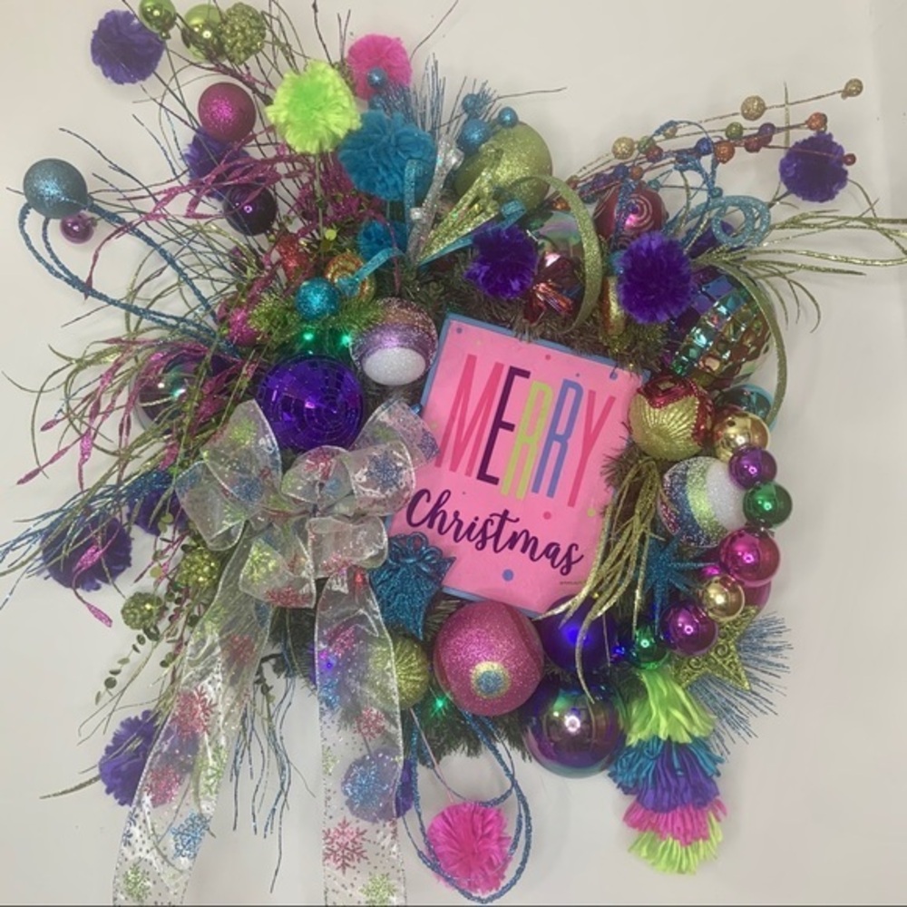 New Colorful Whimsical Unique Christmas Wreath